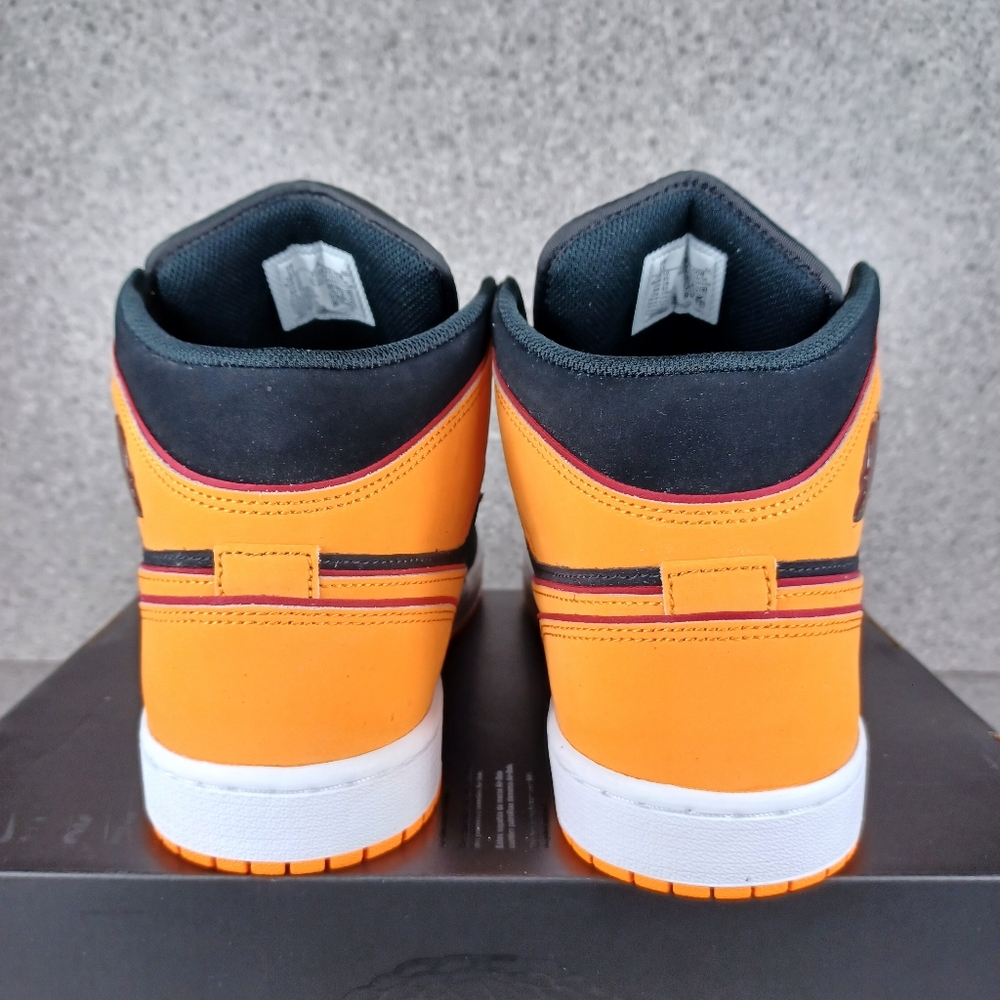 Nike Air Jordan 1 Mid Fat Tongue Black Vivid Orange - Men's Size 11 Shoes - Picture 7 of 12